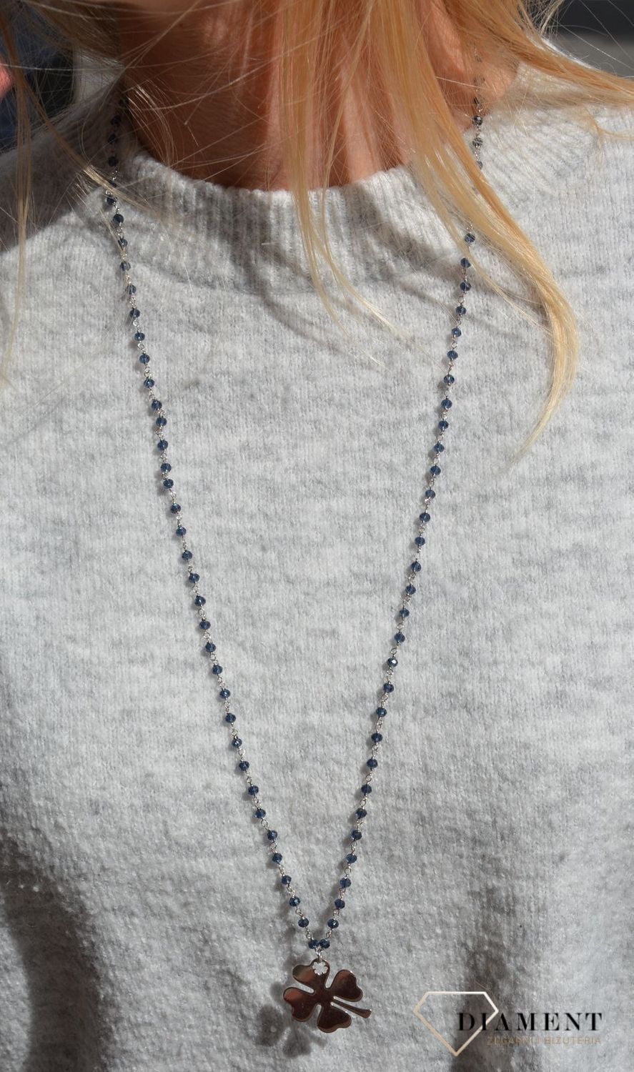 Naszyjnik srebrny koraliki z koniczynką Dall'Acqua C RM 19899 M 0151 3.JPG